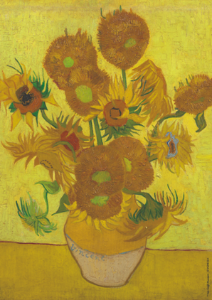 BOSKA Kaasschaaf Van Gogh - Zonnebloemen - Kaasschaaf met een keramiek handvat - vooraanzicht